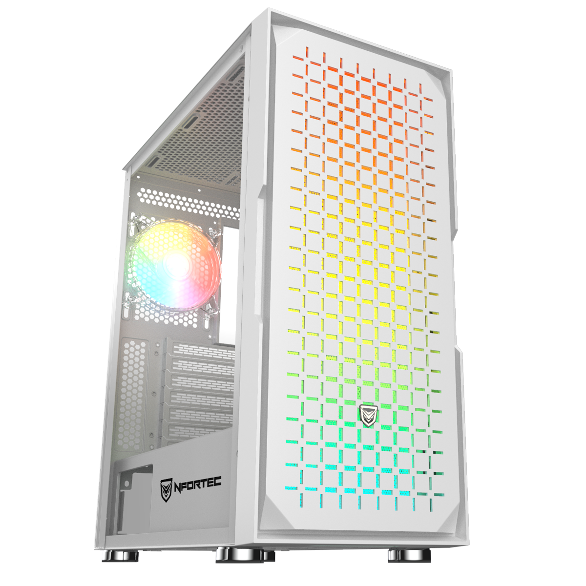 Nfortec Surtur White Torre Gaming ATX A-RGB con Frontal Mallado - Reacondicionado