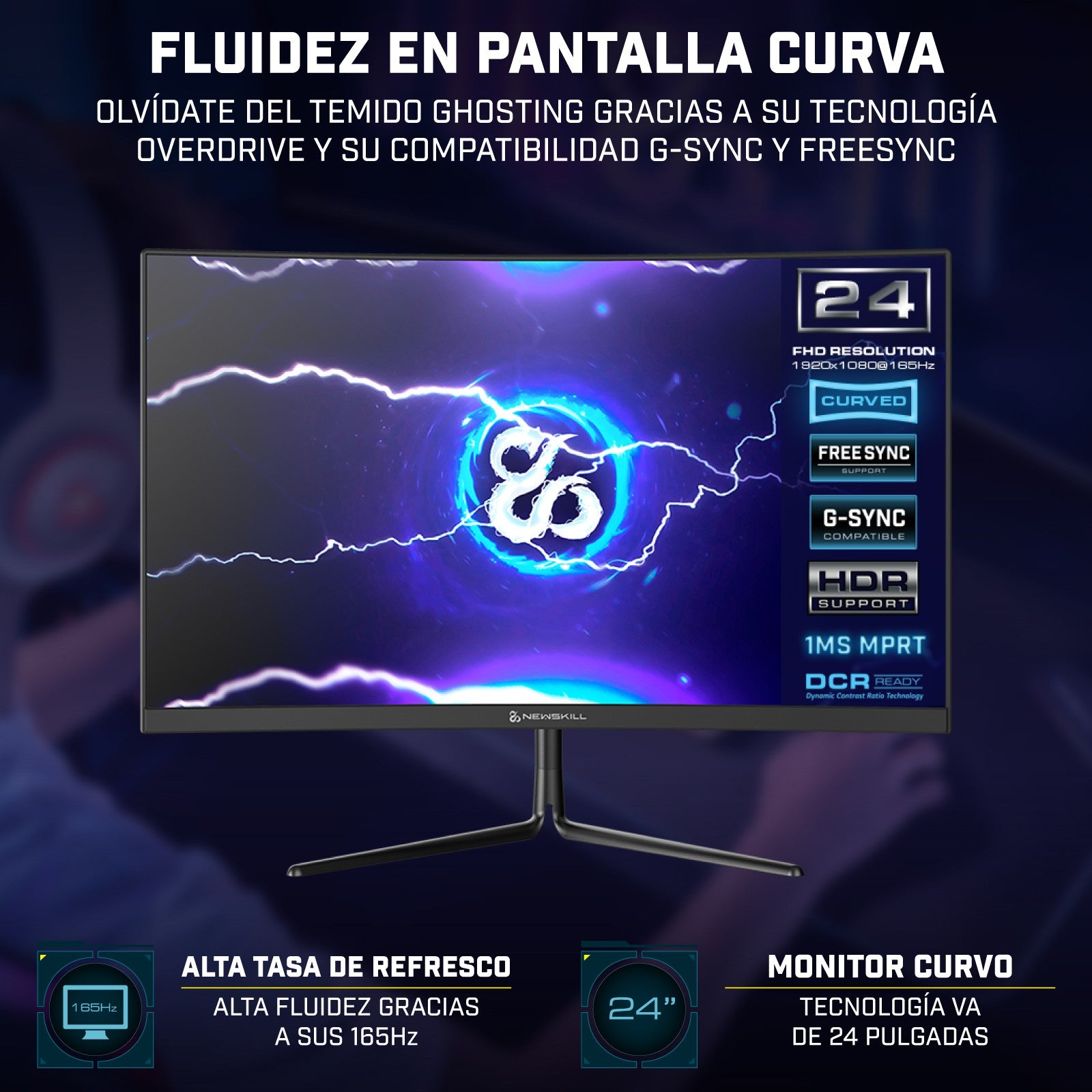 Icarus Monitor Gaming 23,6” FHD 165Hz Pantalla Curva R1500 - IC24VAF165 - Reacondicionado