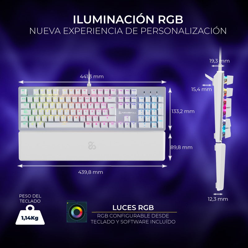 Newskill Serike V2 Blanco | Switch Red Hotswap | Teclado Mecánico Gaming - Reacondicionado