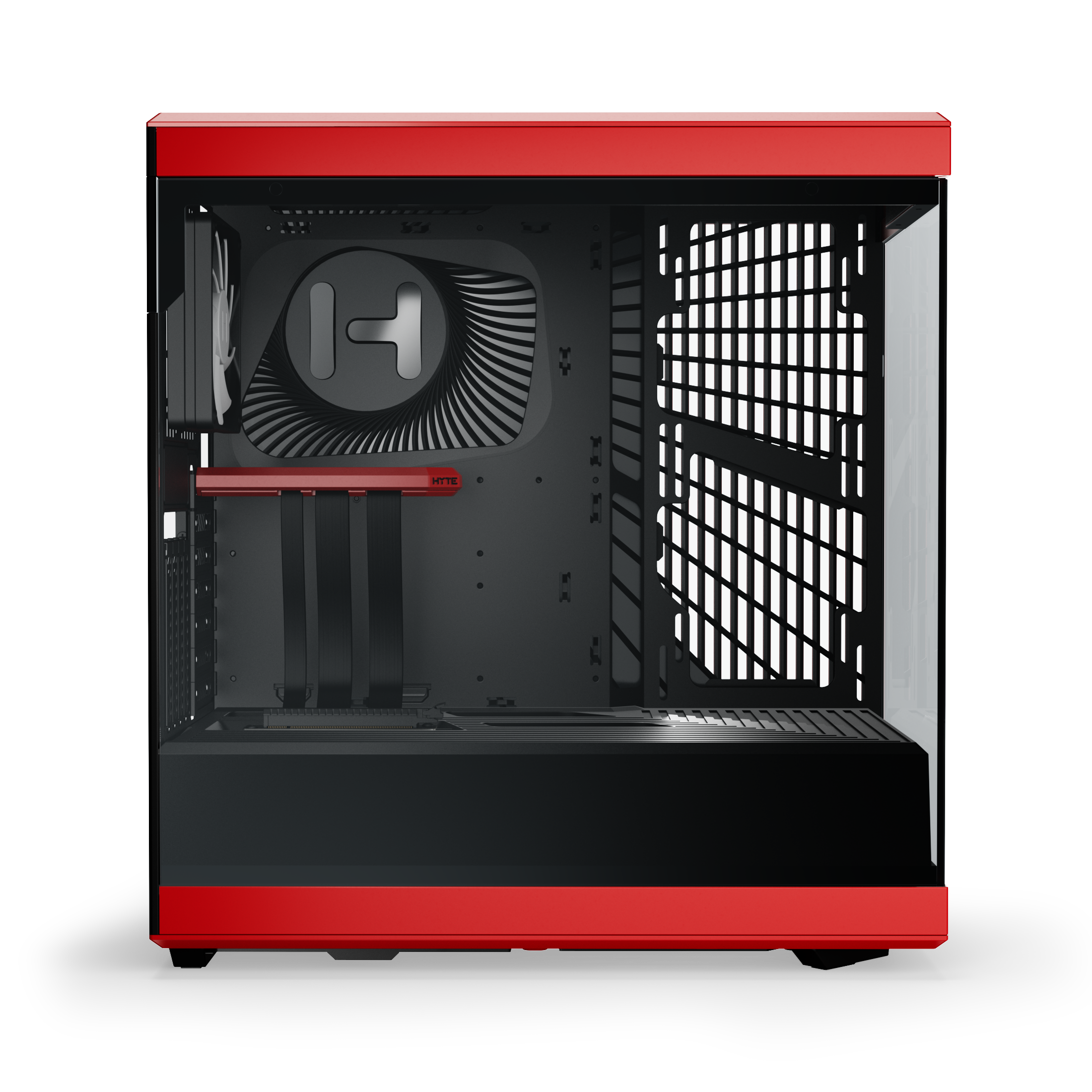 Hyte Caja PC Gaming Y40 Red, ATX, Cristal Panorámico 2 Piezas, Soporte Gráficas Verticales, 2 Ventiladores 120mm