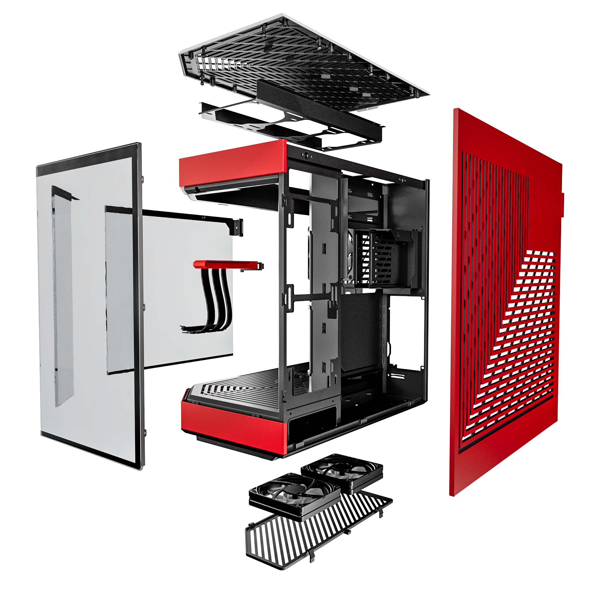 Hyte Caja PC Gaming Y60 Red, ATX, Cristal Panorámico 3 Piezas, 3 Ventiladores Incluidos, Color Rojo