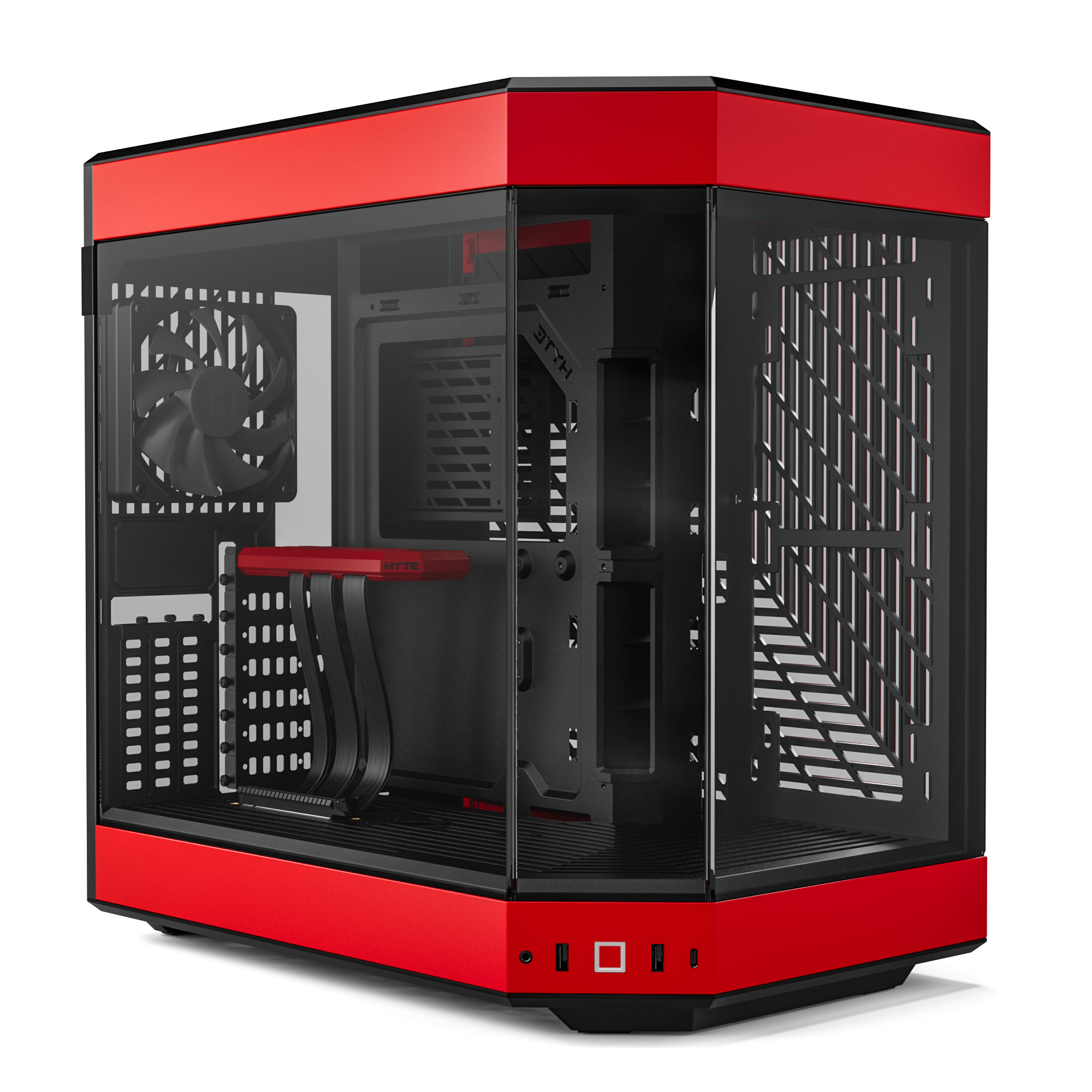 Hyte Caja PC Gaming Y60 Red, ATX, Cristal Panorámico 3 Piezas, 3 Ventiladores Incluidos, Color Rojo