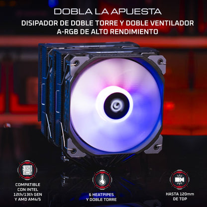 Nfortec Sculptor X Doble Torre 6 Pipes 2x120mm A-RGB PWM Blanco - Reacondicionado