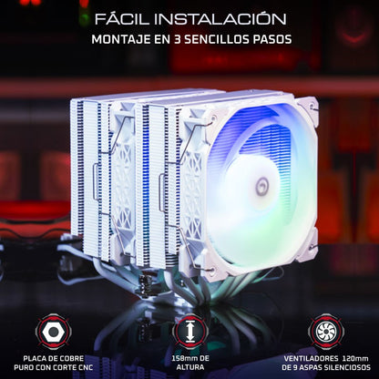 Nfortec Sculptor X Doble Torre 6 Pipes 2x120mm A-RGB PWM Blanco - Reacondicionado