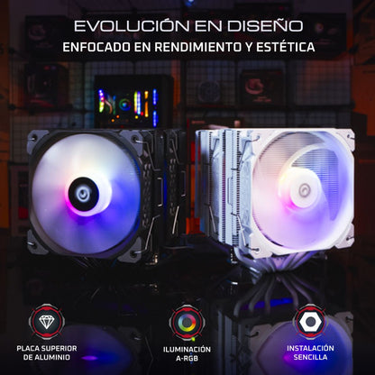 Nfortec Sculptor X Doble Torre 6 Pipes 2x120mm A-RGB PWM Blanco - Reacondicionado