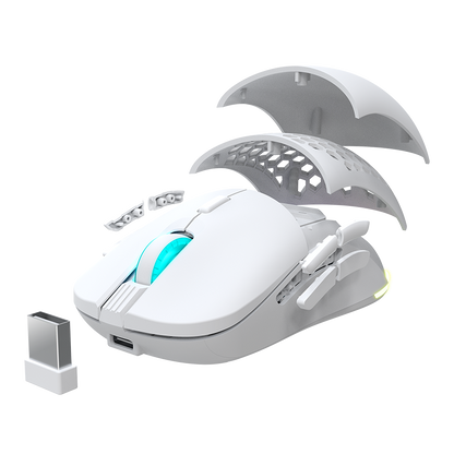 Newskill Arakne Elite Ivory Ratón RGB Profesional Gaming Wireless 16.000 DPI con Diseño Ambidiestro - Reacondicionado