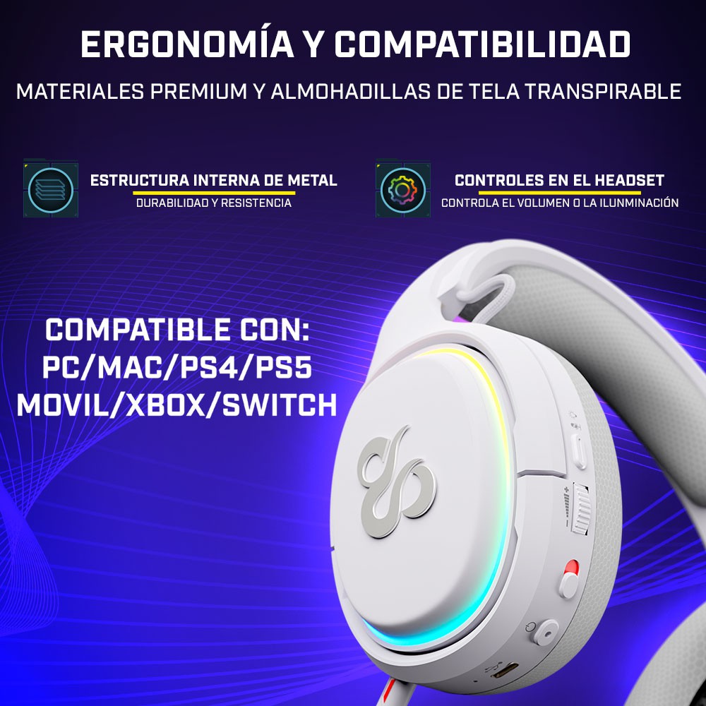 Newskill Aton Ivory | Auriculares Gaming Inalámbricos | 2.4Ghz | Bluetooth 5.0 - Reacondicionado