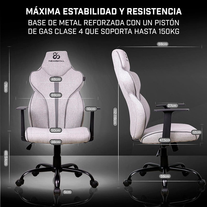 Newskill Fafnir Silla Gaming Profesional Color: Gris - Blanco - Reacondicionado