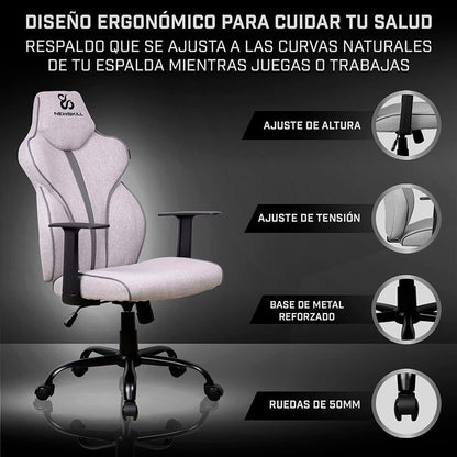 Newskill Fafnir Silla Gaming Profesional Color: Gris - Blanco - Reacondicionado