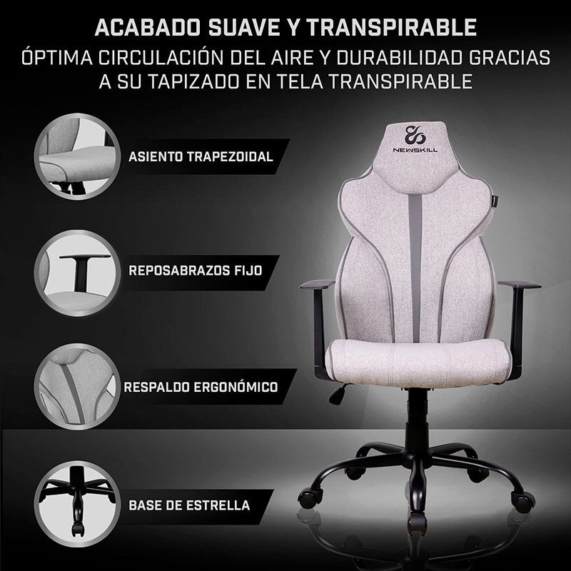 Newskill Fafnir Silla Gaming Profesional Color: Gris - Blanco - Reacondicionado