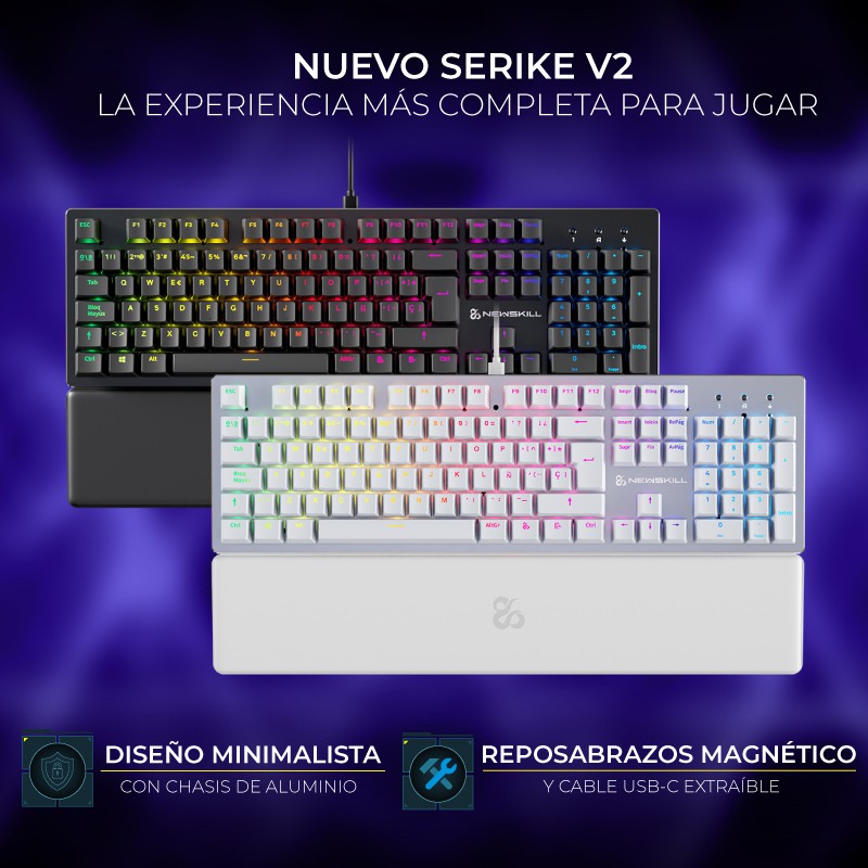 Newskill Serike V2 Blanco | Switch Red Hotswap | Teclado Mecánico Gaming - Reacondicionado