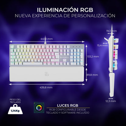 Newskill Serike V2 Blanco | Switch Red Hotswap | Teclado Mecánico Gaming - Reacondicionado