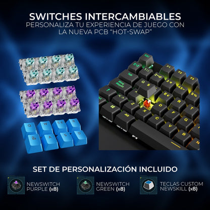 Newskill Serike TKL V2 Negro | Switch Red Hotswap | Teclado Mecánico Gaming - Reacondicionado