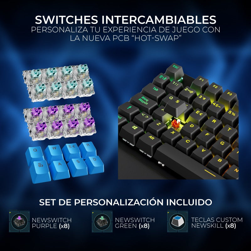 Newskill Serike TKL V2 Negro | Switch Red Hotswap | Teclado Mecánico Gaming - Reacondicionado