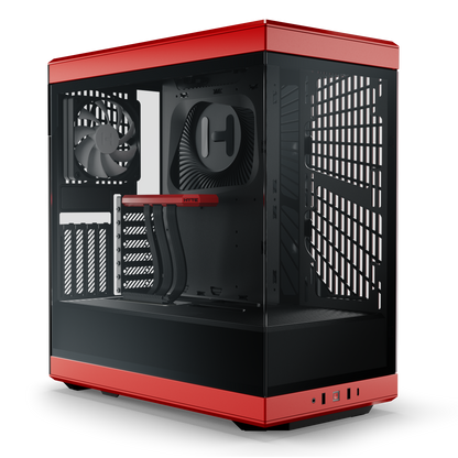 Hyte Caja PC Gaming Y40 Red, ATX, Cristal Panorámico 2 Piezas, Soporte Gráficas Verticales, 2 Ventiladores 120mm