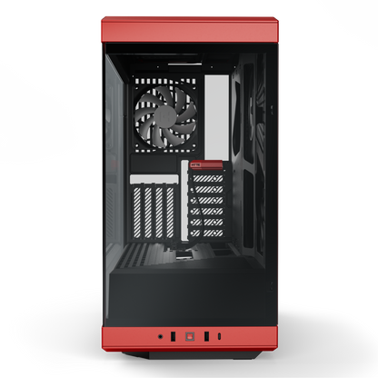 Hyte Caja PC Gaming Y40 Red, ATX, Cristal Panorámico 2 Piezas, Soporte Gráficas Verticales, 2 Ventiladores 120mm