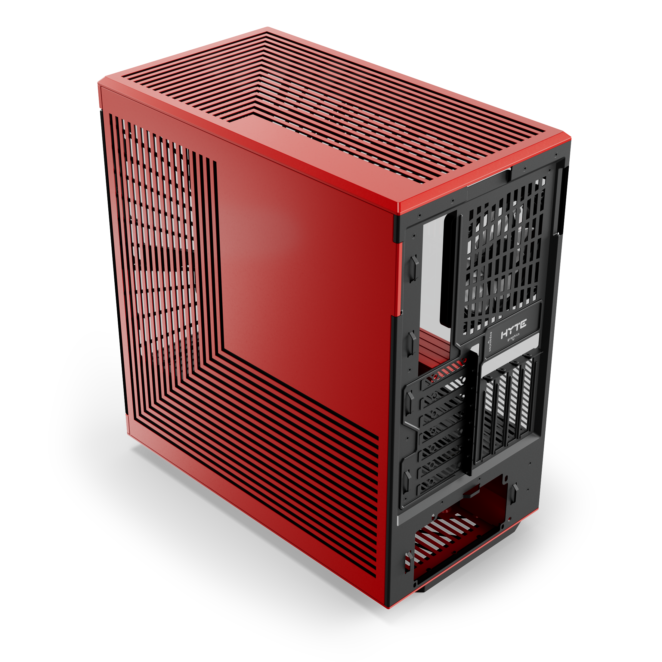 Hyte Caja PC Gaming Y40 Red, ATX, Cristal Panorámico 2 Piezas, Soporte Gráficas Verticales, 2 Ventiladores 120mm