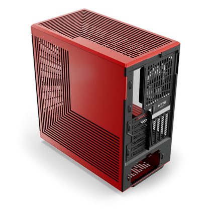 Hyte Caja PC Gaming Y40 Red, ATX, Cristal Panorámico 2 Piezas, Soporte Gráficas Verticales, 2 Ventiladores 120mm