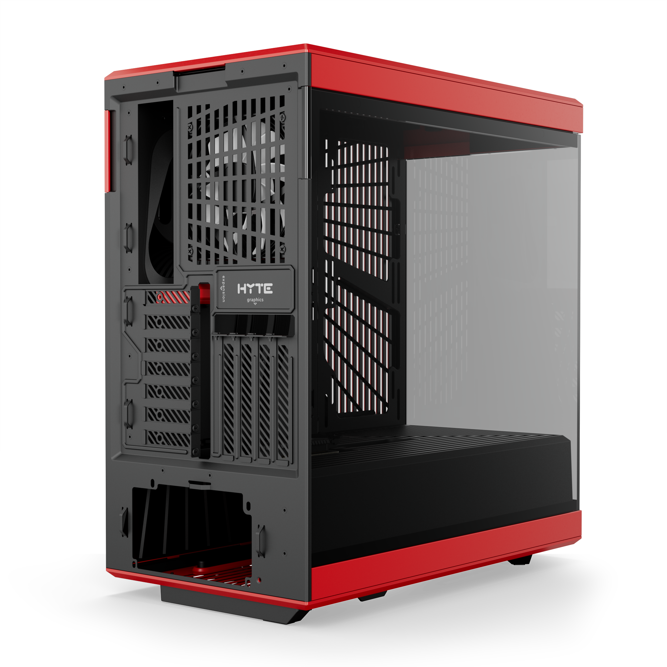 Hyte Caja PC Gaming Y40 Red, ATX, Cristal Panorámico 2 Piezas, Soporte Gráficas Verticales, 2 Ventiladores 120mm