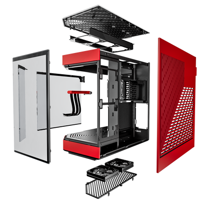 Hyte Caja PC Gaming Y60 Red, ATX, Cristal Panorámico 3 Piezas, 3 Ventiladores Incluidos, Color Rojo