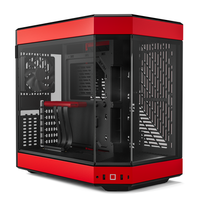 Hyte Caja PC Gaming Y60 Red, ATX, Cristal Panorámico 3 Piezas, 3 Ventiladores Incluidos, Color Rojo