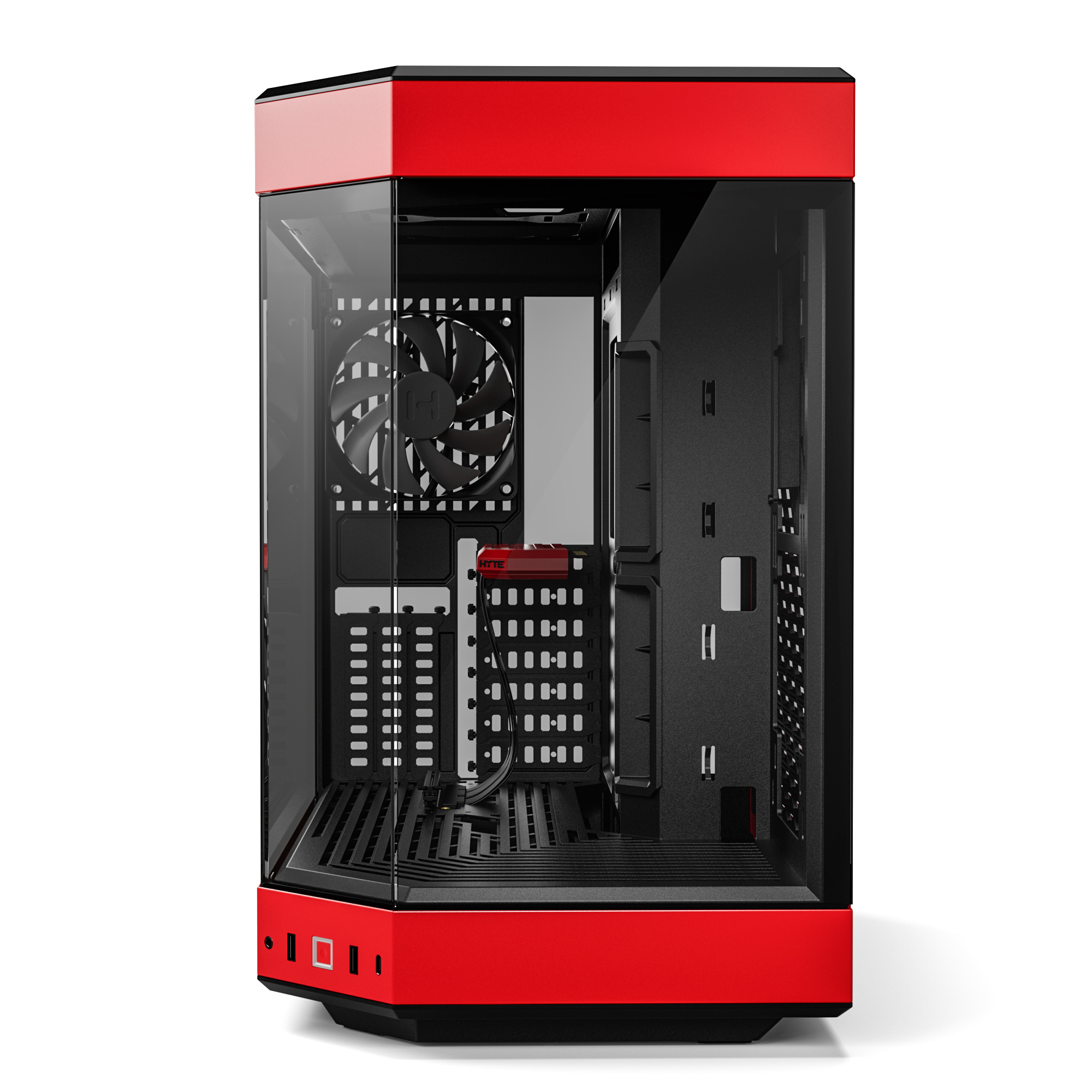 Hyte Caja PC Gaming Y60 Red, ATX, Cristal Panorámico 3 Piezas, 3 Ventiladores Incluidos, Color Rojo