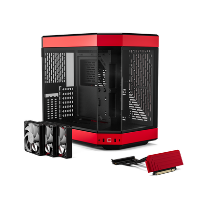 Hyte Caja PC Gaming Y60 Red, ATX, Cristal Panorámico 3 Piezas, 3 Ventiladores Incluidos, Color Rojo