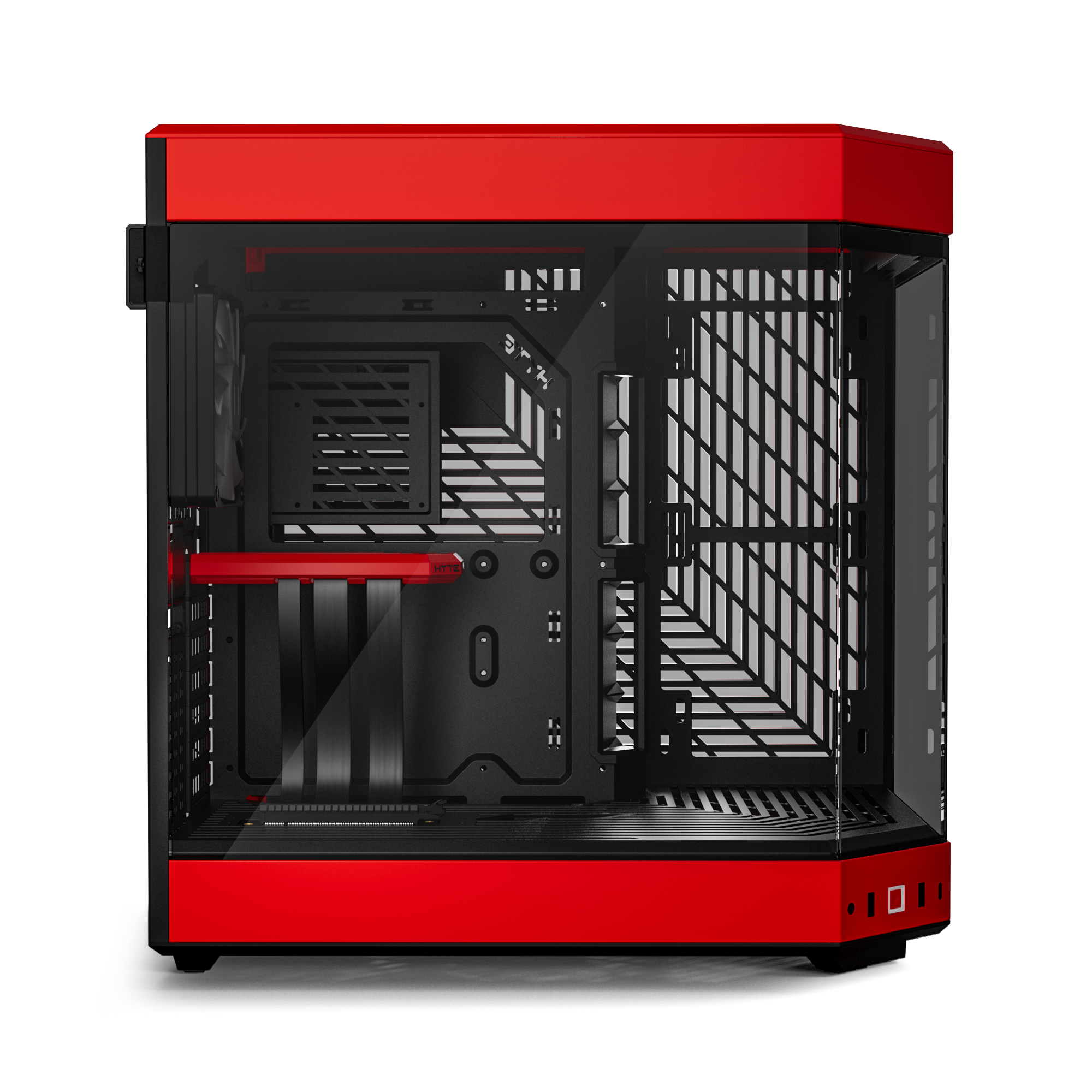 Hyte Caja PC Gaming Y60 Red, ATX, Cristal Panorámico 3 Piezas, 3 Ventiladores Incluidos, Color Rojo