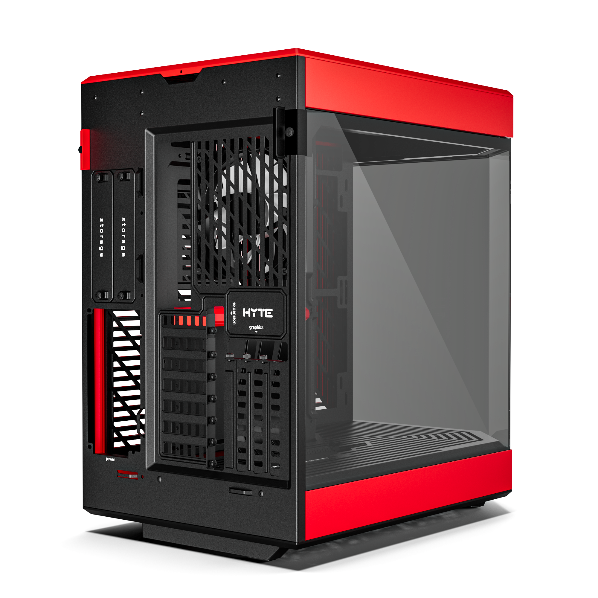 Hyte Caja PC Gaming Y60 Red, ATX, Cristal Panorámico 3 Piezas, 3 Ventiladores Incluidos, Color Rojo
