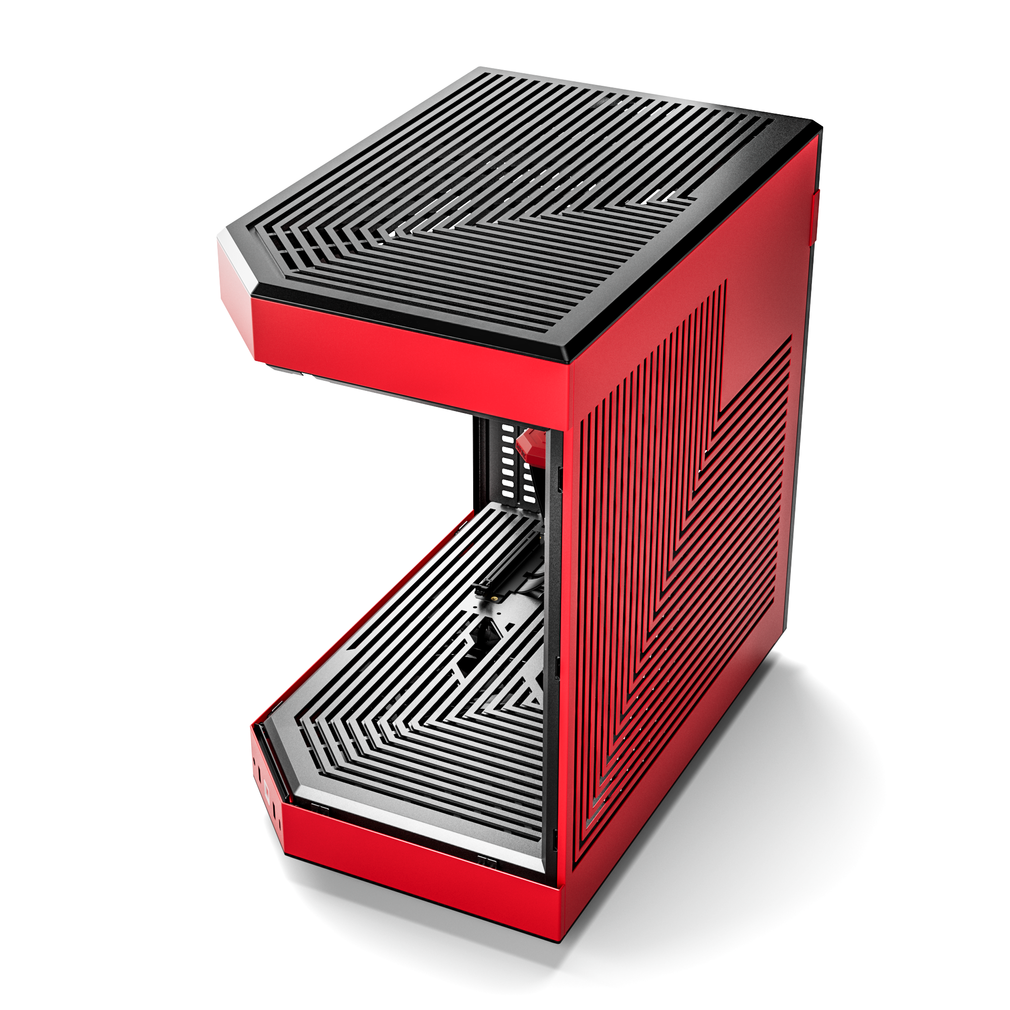 Hyte Caja PC Gaming Y60 Red, ATX, Cristal Panorámico 3 Piezas, 3 Ventiladores Incluidos, Color Rojo